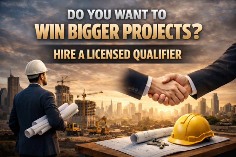 Contractor hiring a licensed qualifier to win bigger construction projects and secure high-value contracts