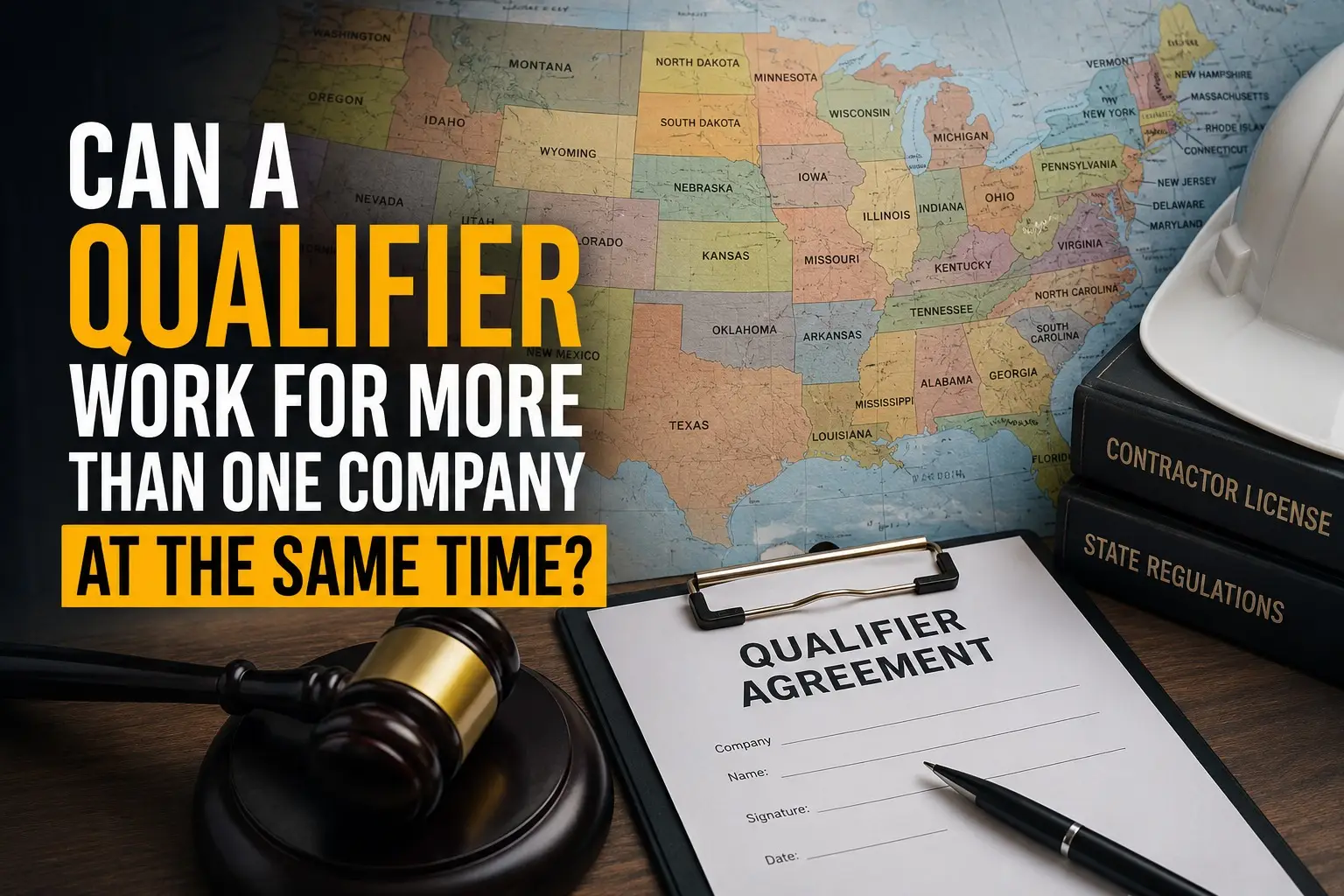 Can a contractor qualifier work for more than one company in multiple stat