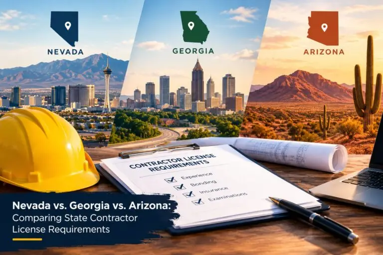 Comparison of contractor licensing requirements in Nevada, Georgia, and Arizona